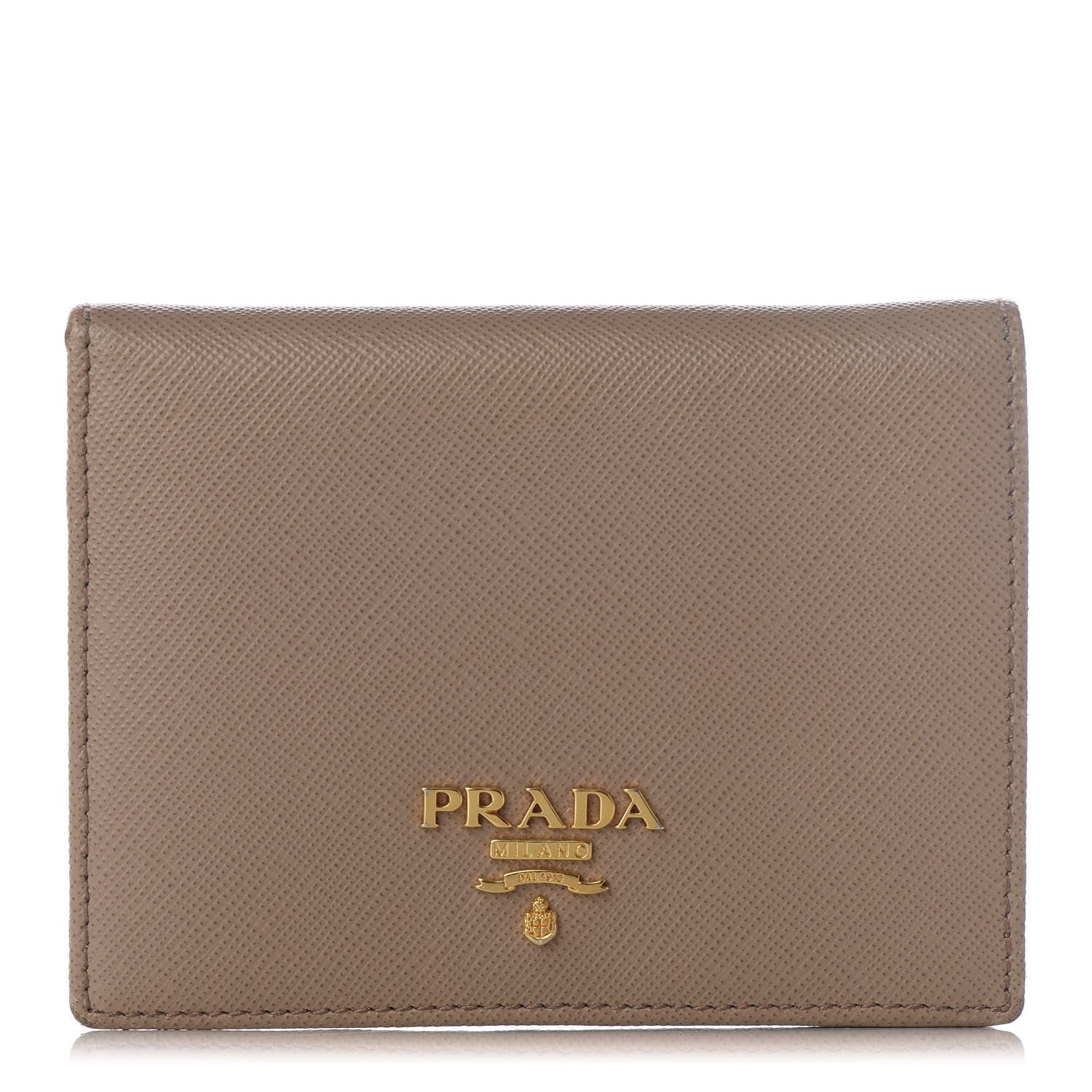 Prada Saffiano Metal Bi-Fold Wallet Naturale 1 of 9