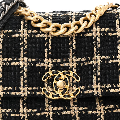 Chanel Tweed Quilted Medium Chanel 19 Flap Black Beige 8 of 10