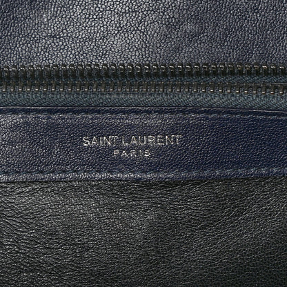 Saint Laurent Sheepskin Matelasse Chevron Monogram Large College Satchel Deep Marine 6 of 9