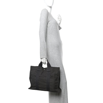 Hermes Canvas Herline MM Tote Grey 2 of 12