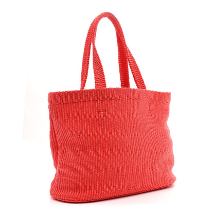 Jimmy Choo Raffia Embroidered East West Beach Tote Paprika Candy Pink 3 of 9