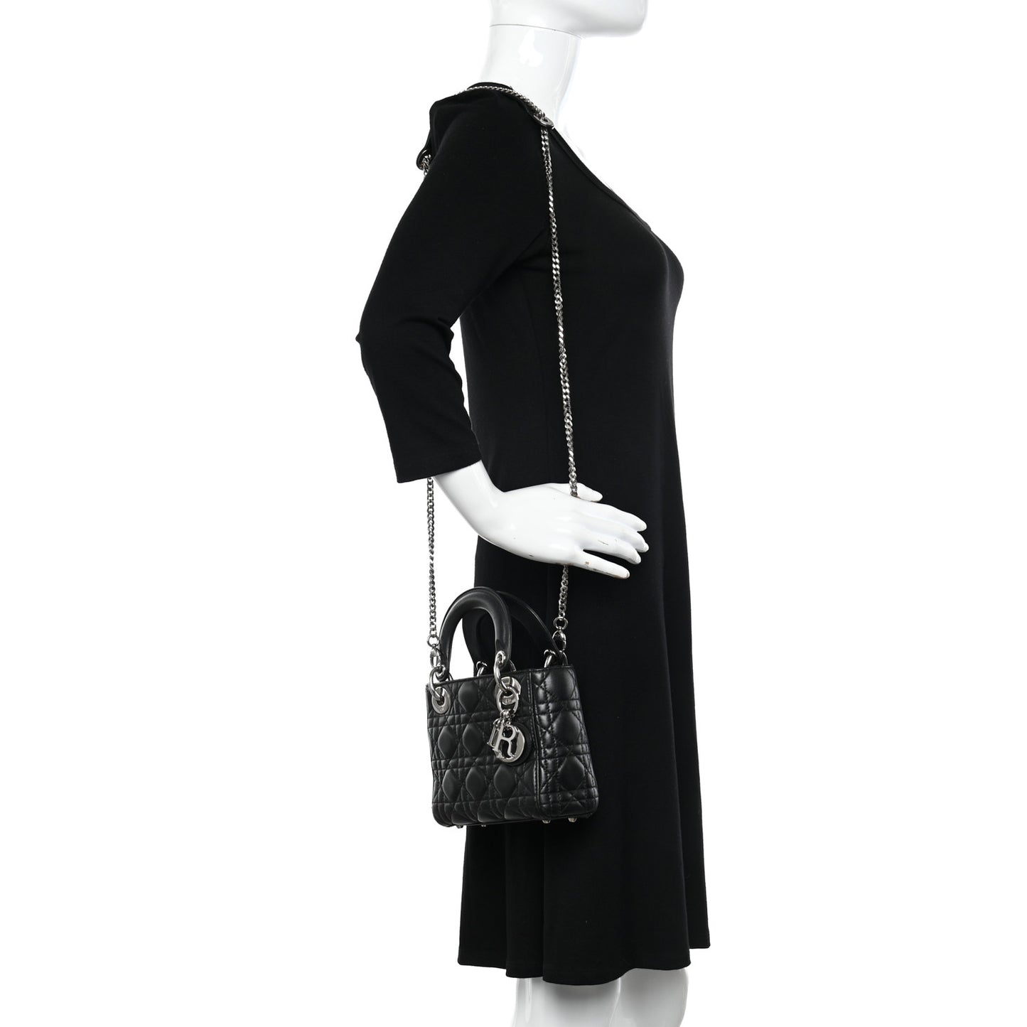 Lambskin Cannage Mini Lady Dior Black