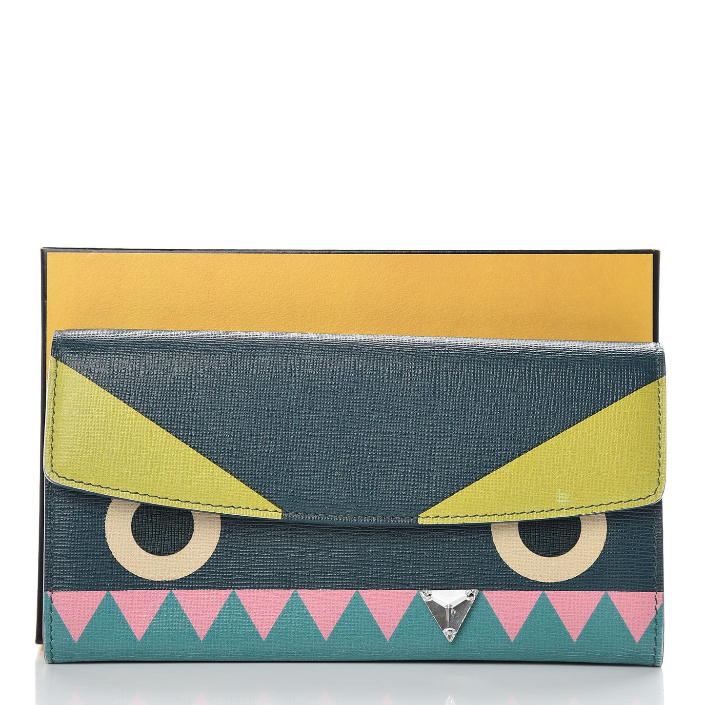 Vitello Crystal Tooth Monster Continental Wallet Oceano Multicolor
