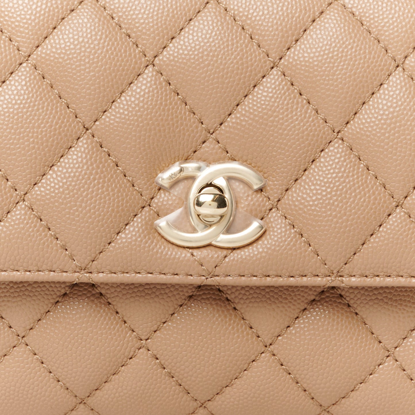 Caviar Quilted Mini Coco Handle Flap Brown
