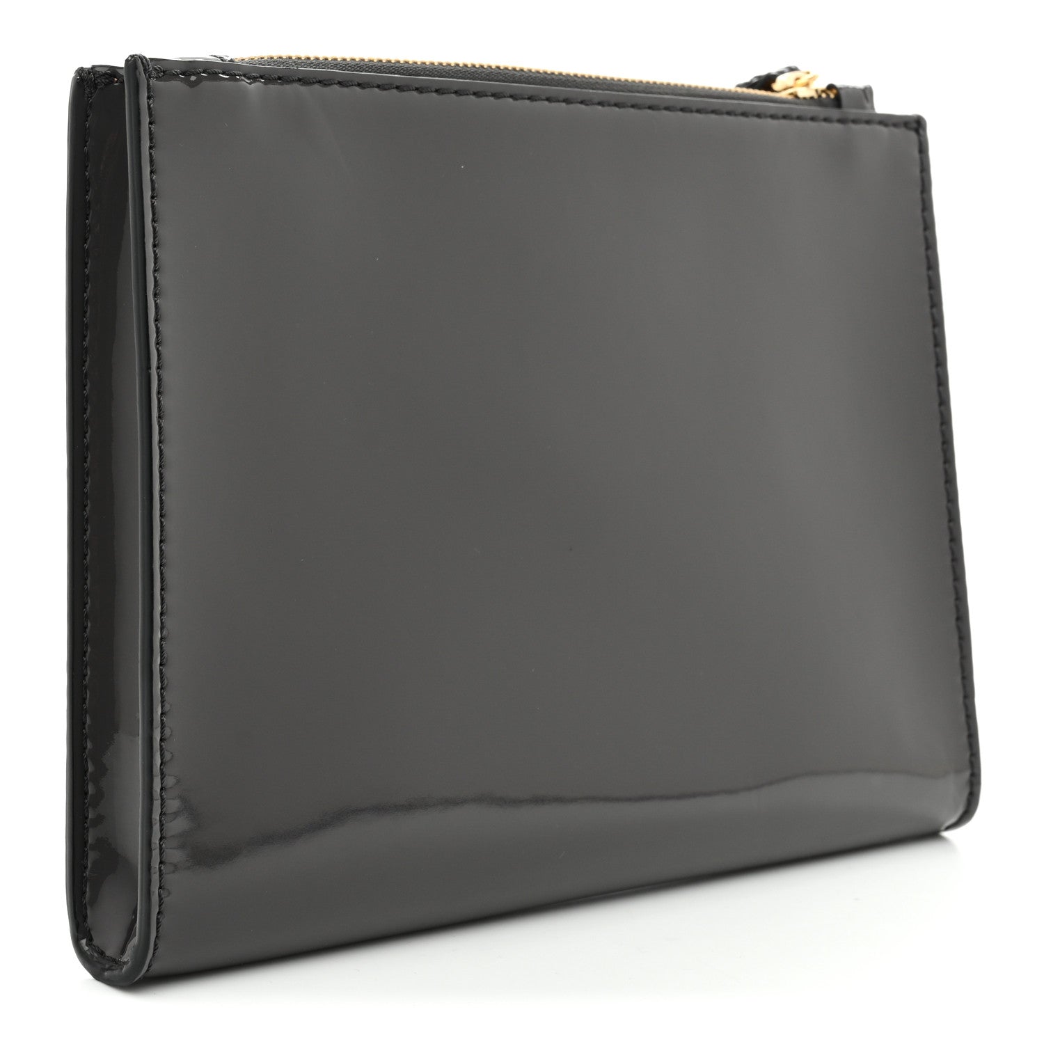 Stella McCartney Patent Faux Leather Perforated Logo Pouch Caviar 3 of 8