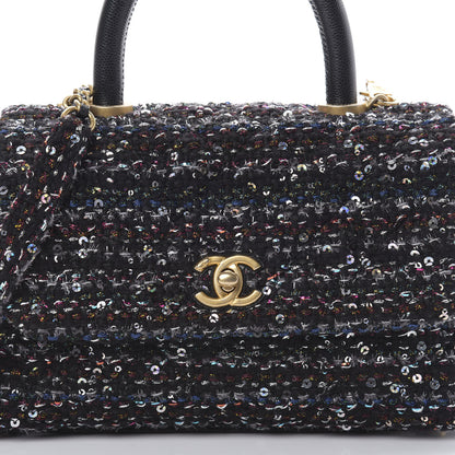 Chanel Tweed Sequin Mini Coco Handle Flap Black 8 of 10