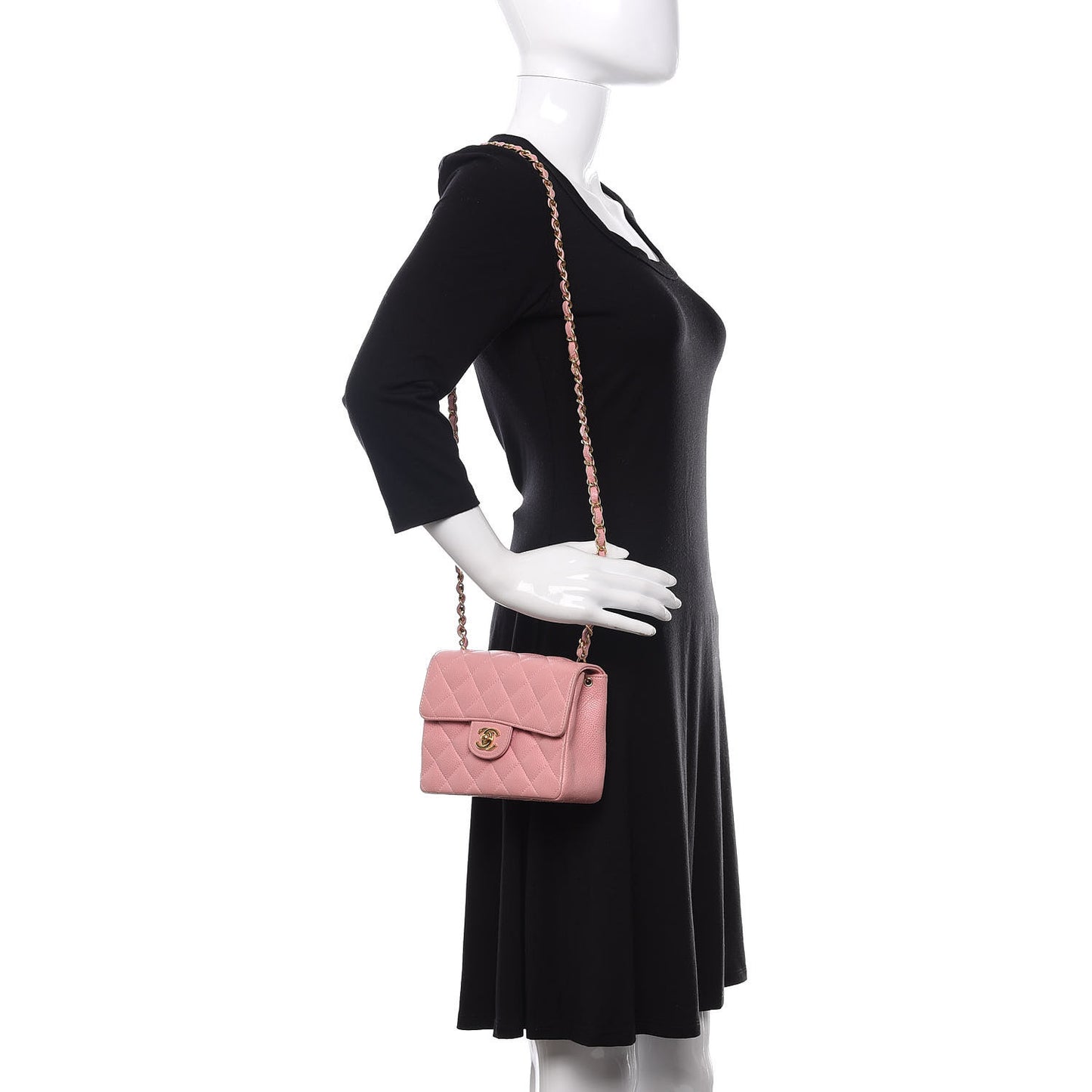 Caviar Quilted Mini Square Flap Pink