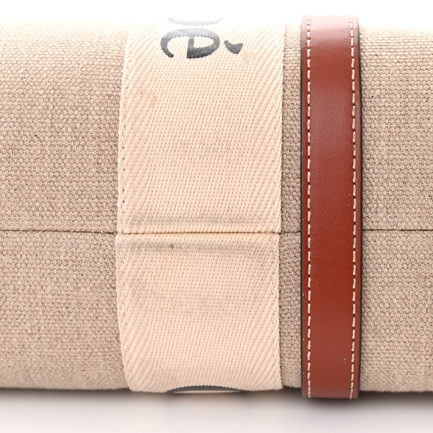 Chloe Linen Calfskin Medium Woody Ribbon Tote White Brown 16 of 17