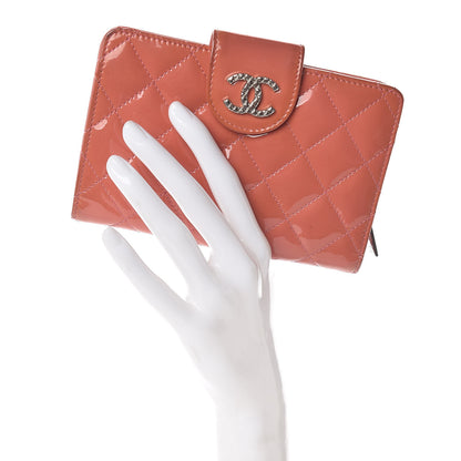 Chanel Patent Quilted Brilliant Zipped Pocket Wallet Pink 2 of 10