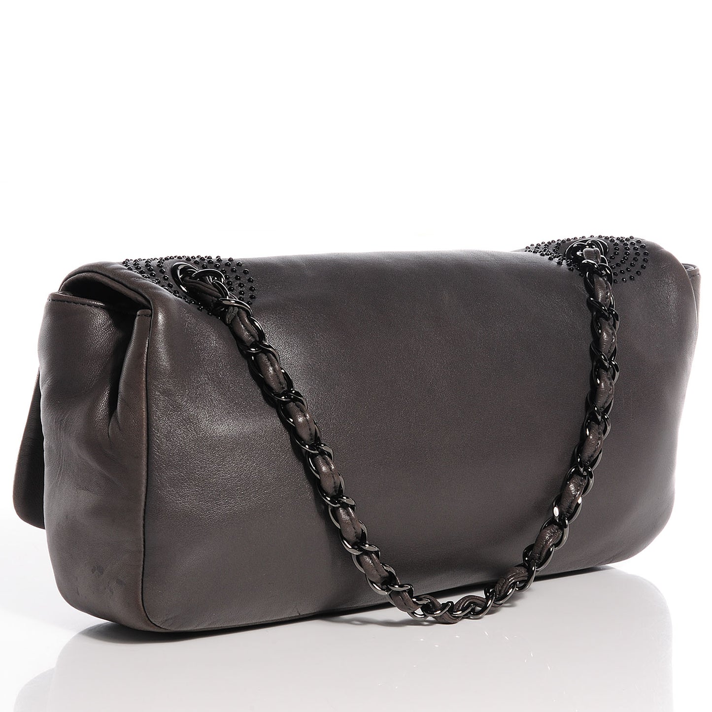 Lambskin Studded CC East West Flap Grey