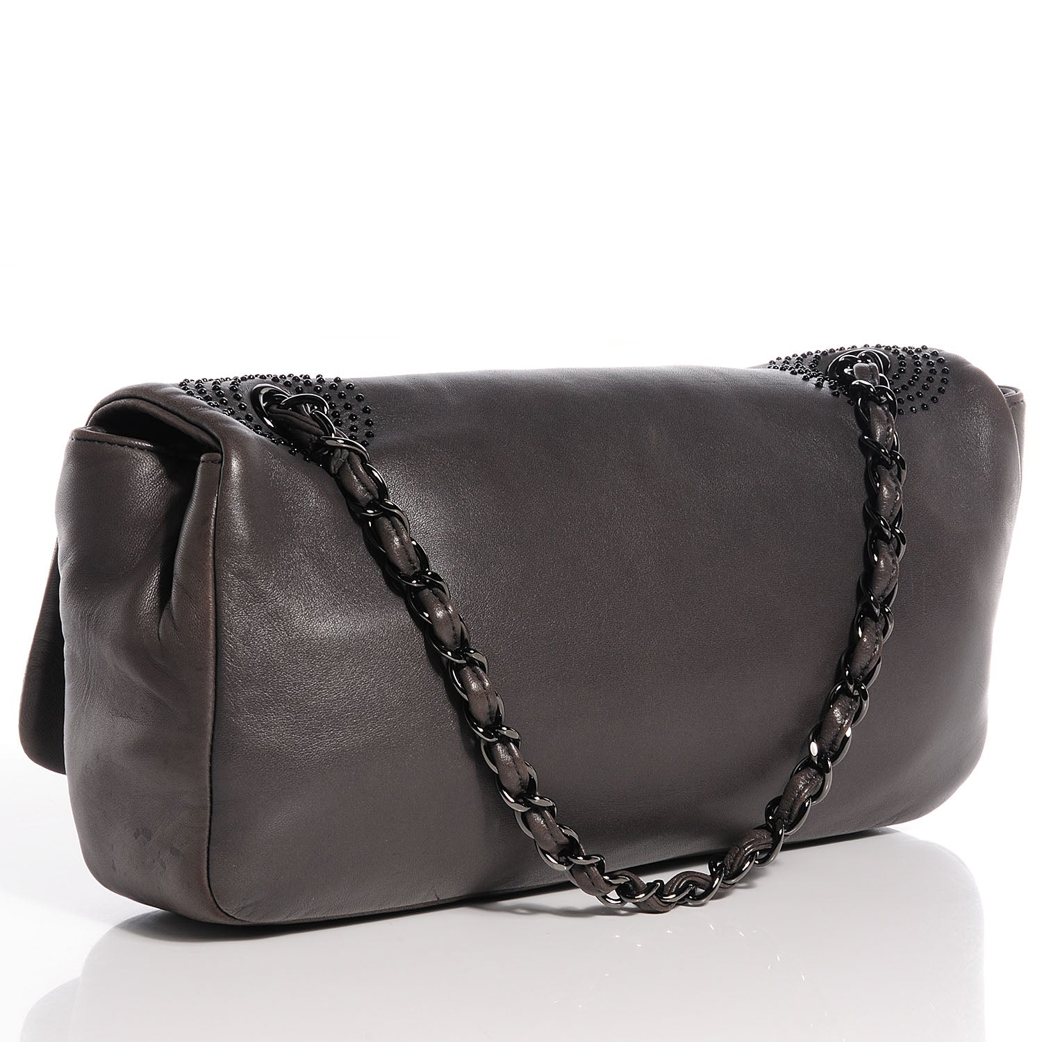 Chanel Lambskin Studded CC East West Flap Grey 3 of 7