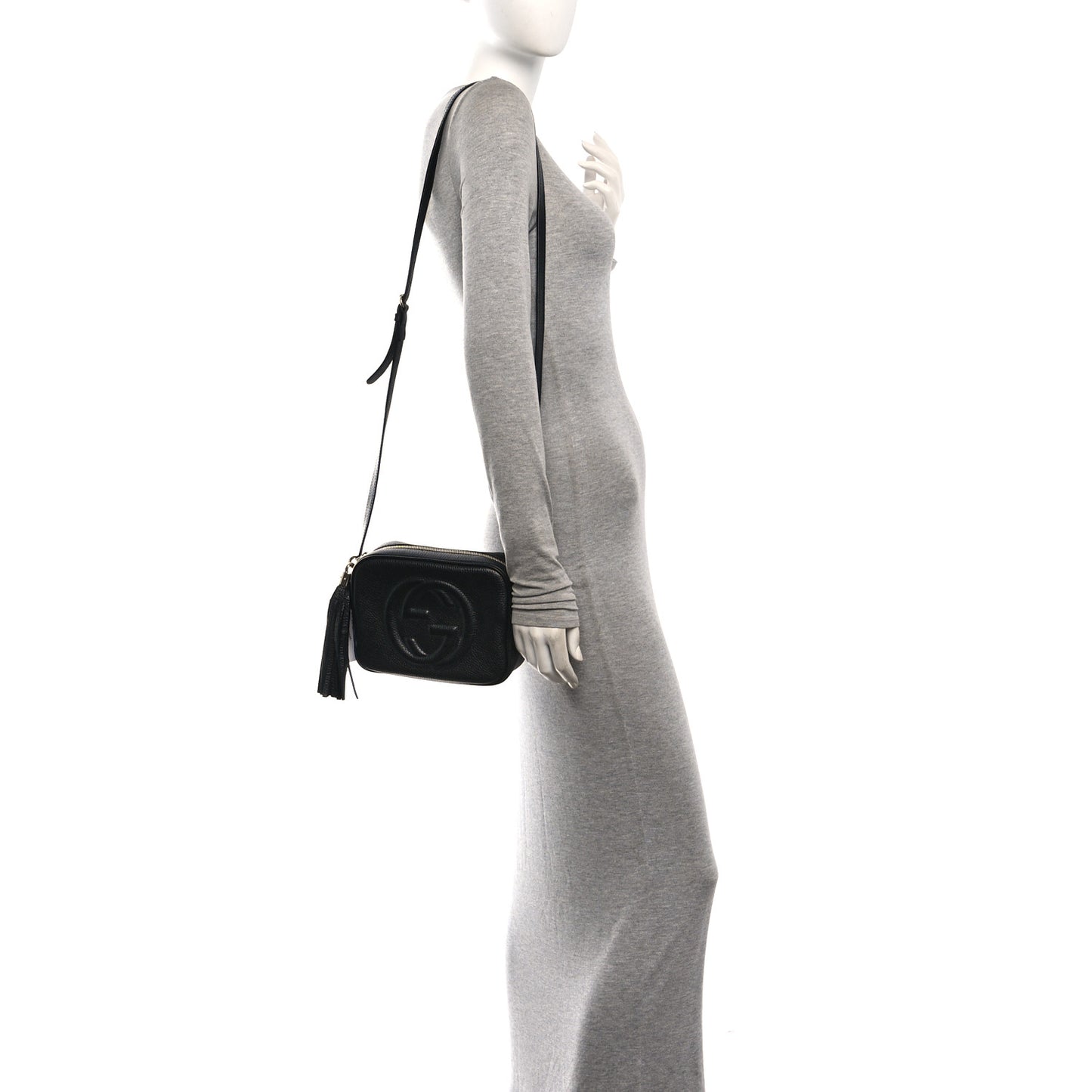 Pebbled Calfskin Small Soho Disco Bag Black