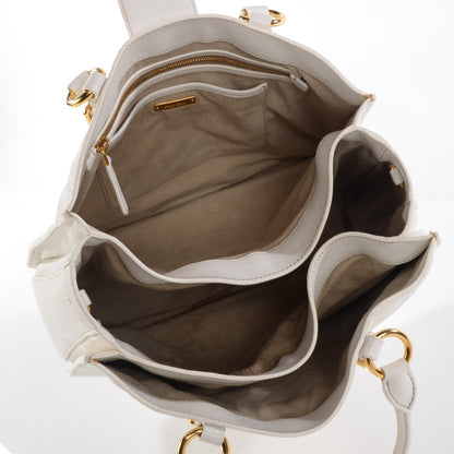 Miu Miu Goatskin Madras Top Handle Tote Bianco 21 of 22