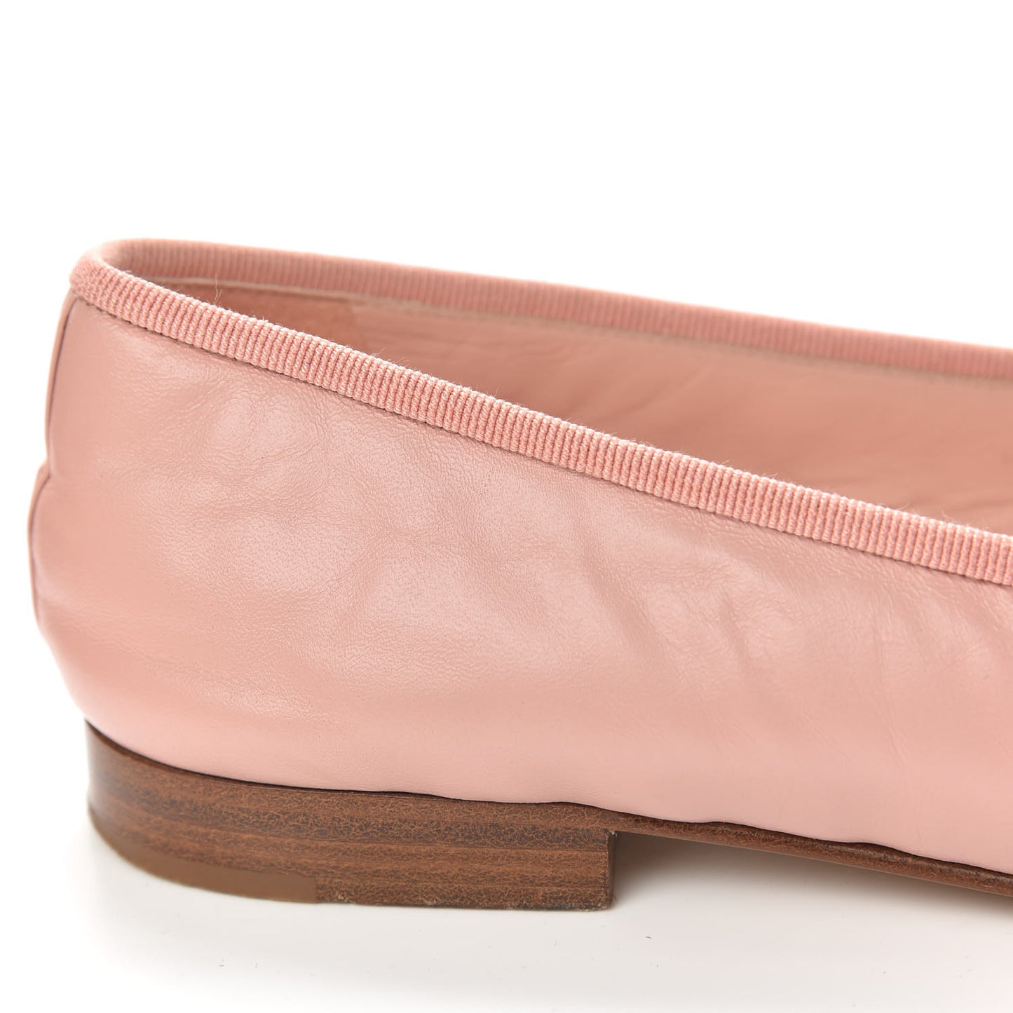 Crumpled Calfskin Cap Toe CC Ballerina Flats 36 Powder Pink