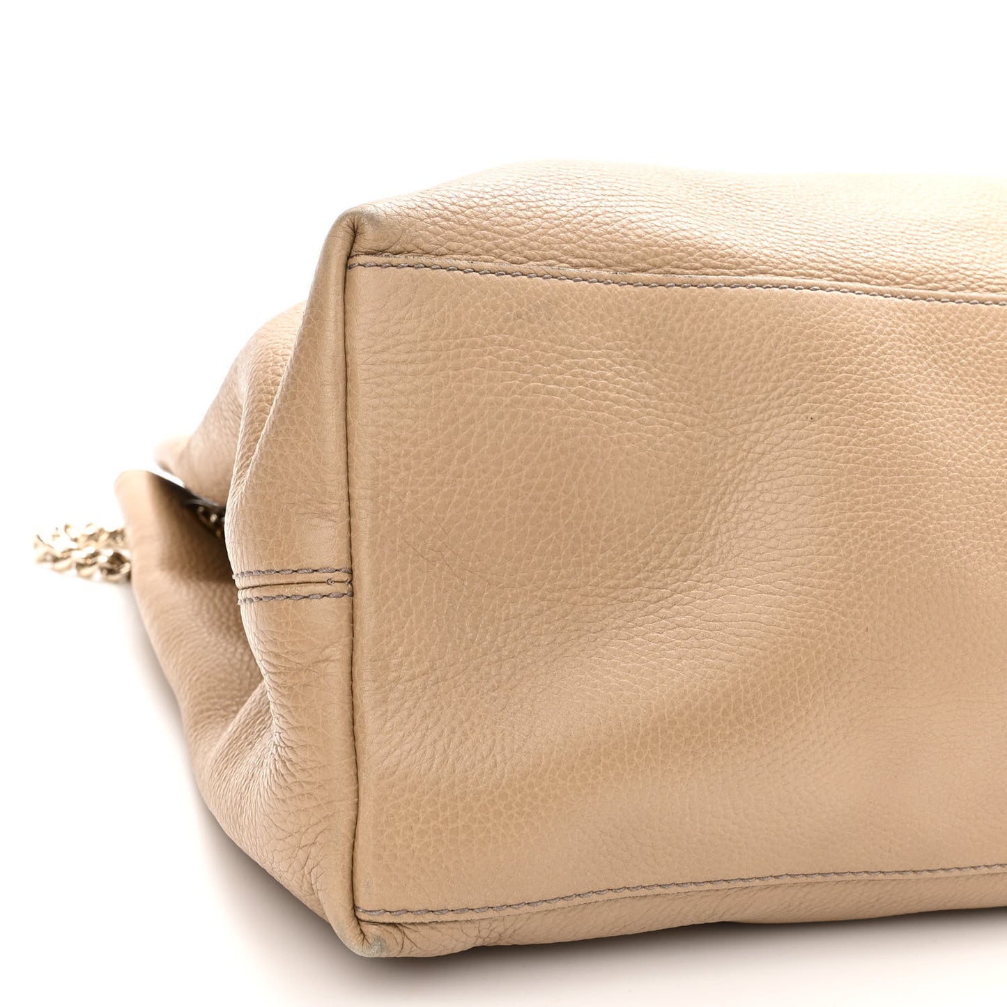 Pebbled Calfskin Large Soho Chain Shoulder Bag Nude