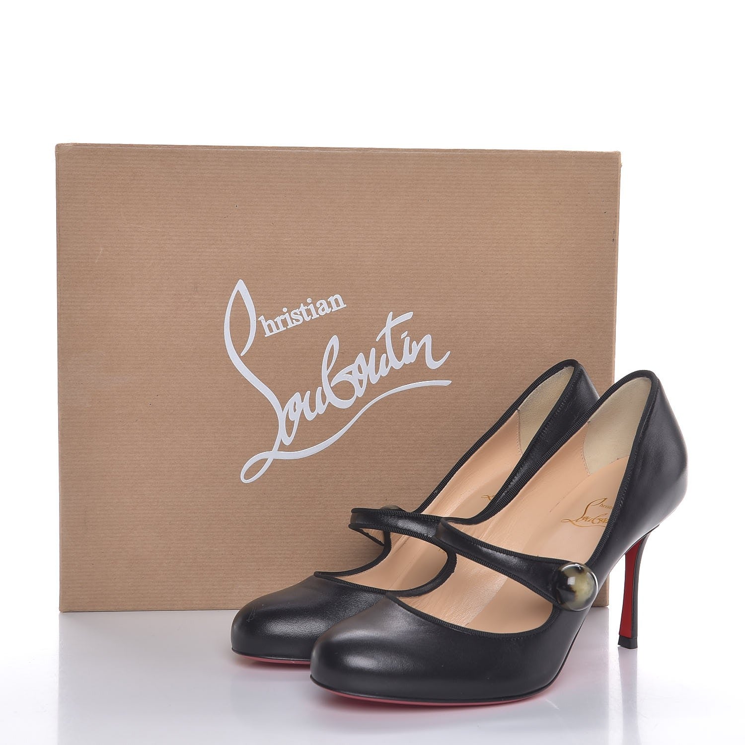 Christian Louboutin Shiny Nappa Booton ML 85 Mary Jane Pumps 37.5 Black 8 of 8