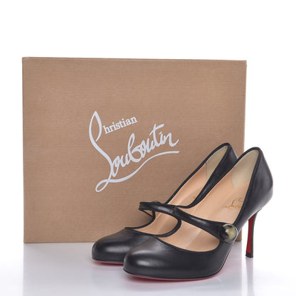 Christian Louboutin Shiny Nappa Booton ML 85 Mary Jane Pumps 37.5 Black 8 of 8