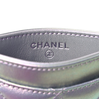 Chanel Iridescent Calfskin Quilted Card Holder Light Purple 6 of 10