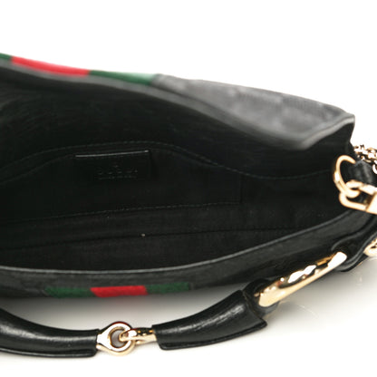 Gucci Monogram Web Horsebit Chain Clutch Black 4 of 20