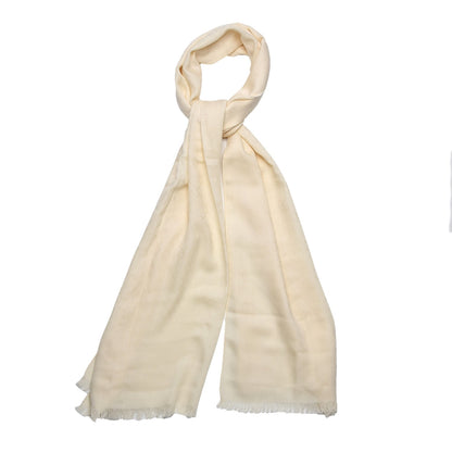Gucci Wool Silk Monogram Fringe Scarf Natural 1 of 6