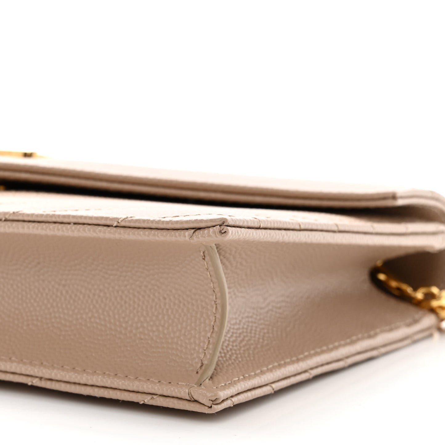 Grain De Poudre Matelasse Chevron Monogram Envelope Chain Wallet Dark Beige