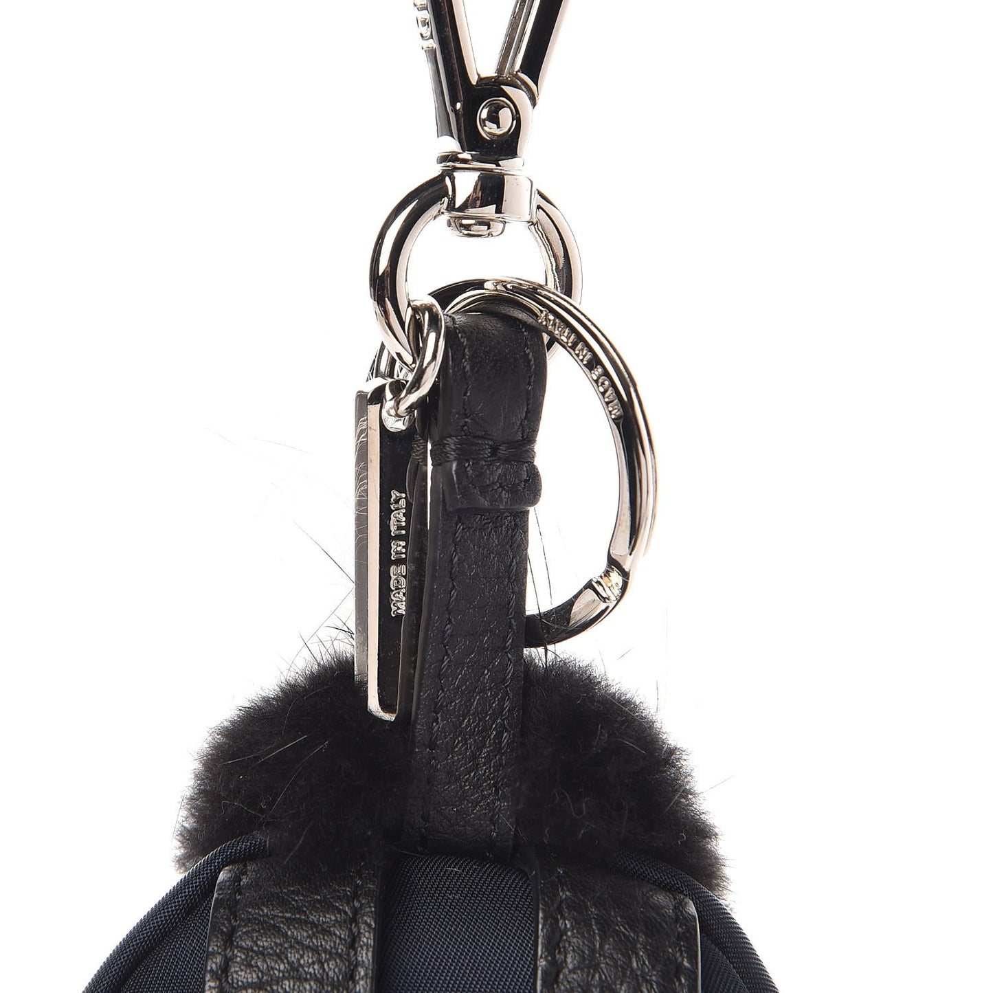 Nylon Cuoio Romano Nutria Fox Fur Monster Eyes Mini Backpack Charm Blue Black Multicolor