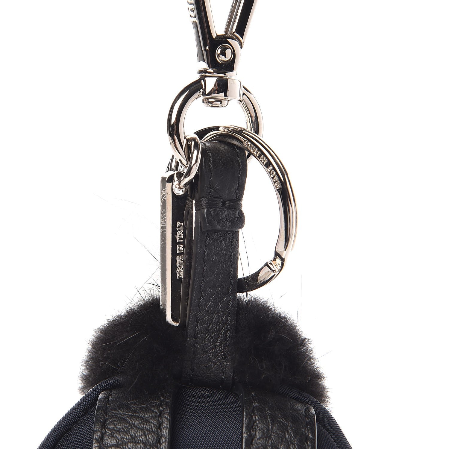 Fendi Nylon Cuoio Romano Nutria Fox Fur Monster Eyes Mini Backpack Charm Blue Black Multicolor 3 of 3
