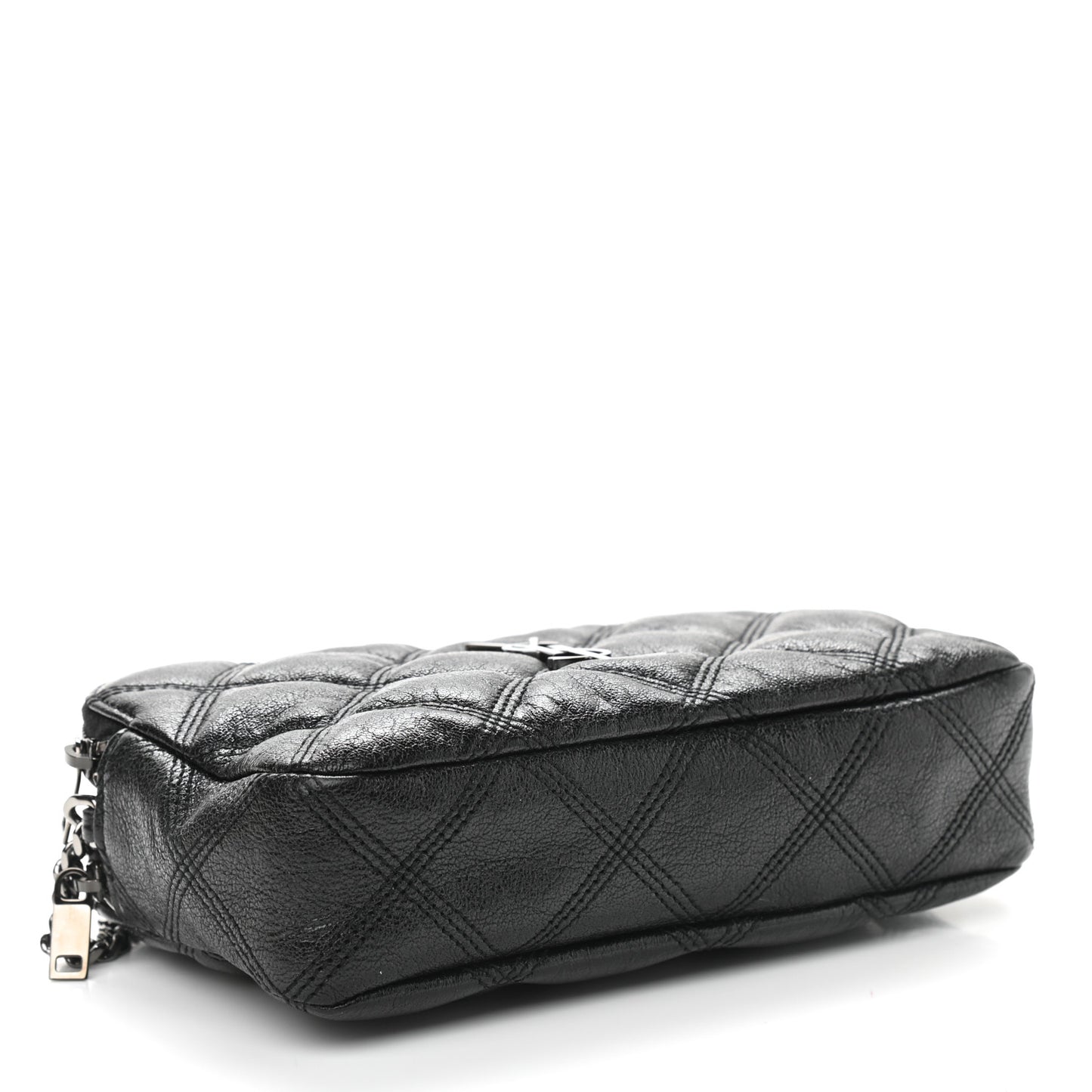 Grained Lambskin Quilted Mini Becky Double Zip Bag Black