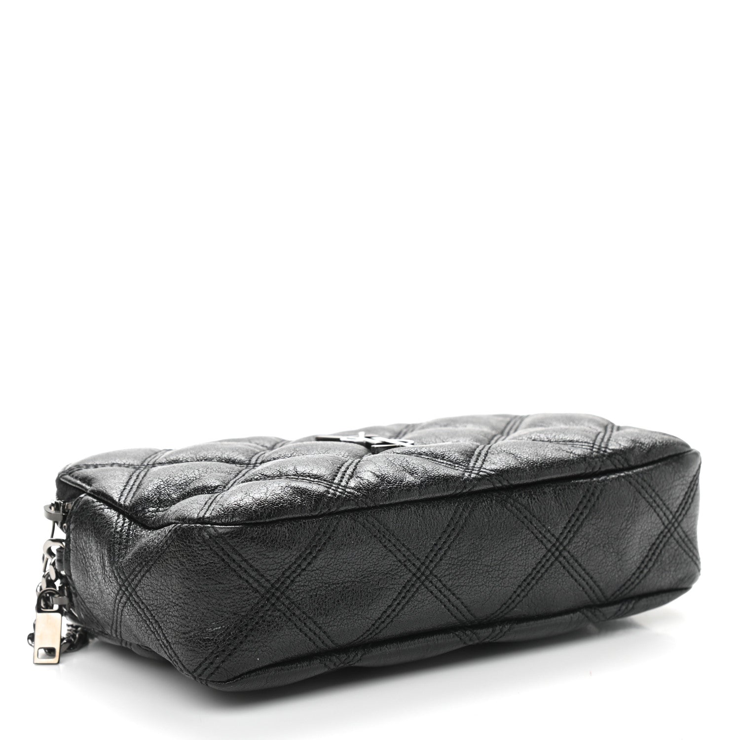 Saint Laurent Grained Lambskin Quilted Mini Becky Double Zip Bag Black 4 of 9