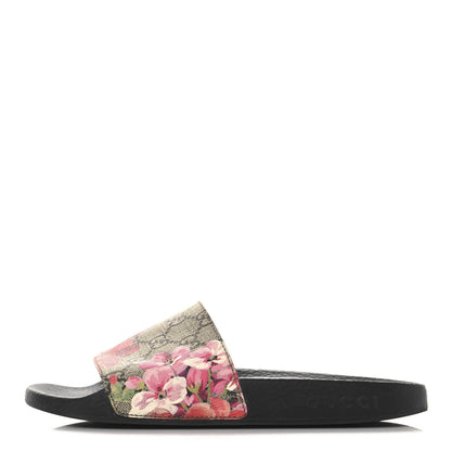 Gucci GG Supreme Monogram Blooms Slide Sandals 37 Beige Multicolor 1 of 7