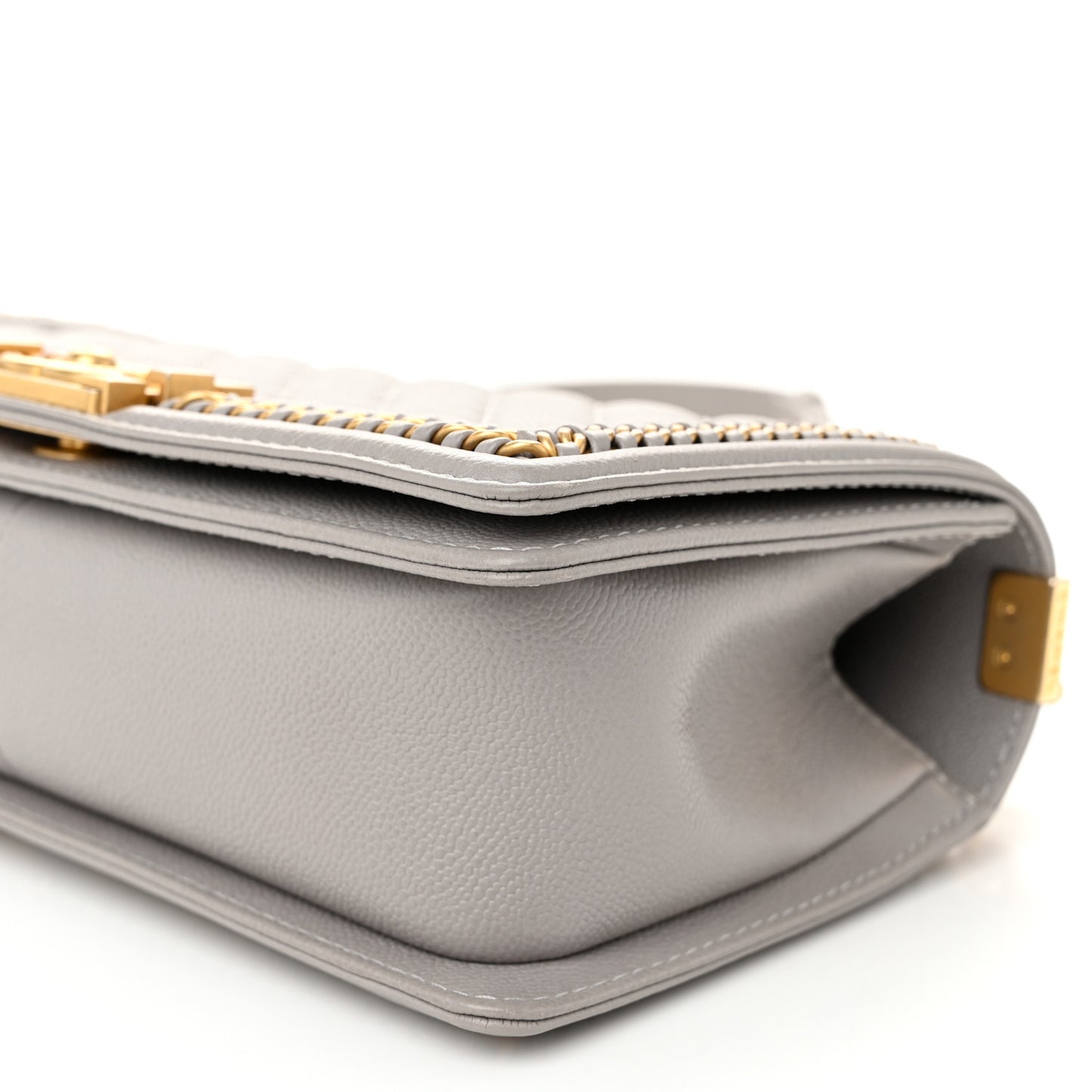 Caviar Quilted Chain Around Medium Boy Flap Grey