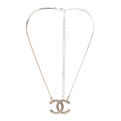 Chanel Crystal Textured CC Pendant Necklace Gold 3 of 7