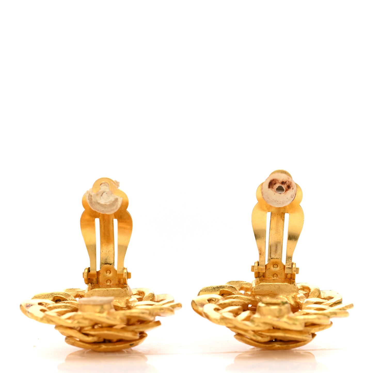 Metal CC Woven Chain Clip On Earrings Gold