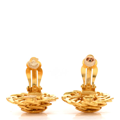 Chanel Metal CC Woven Chain Clip On Earrings Gold 3 of 7