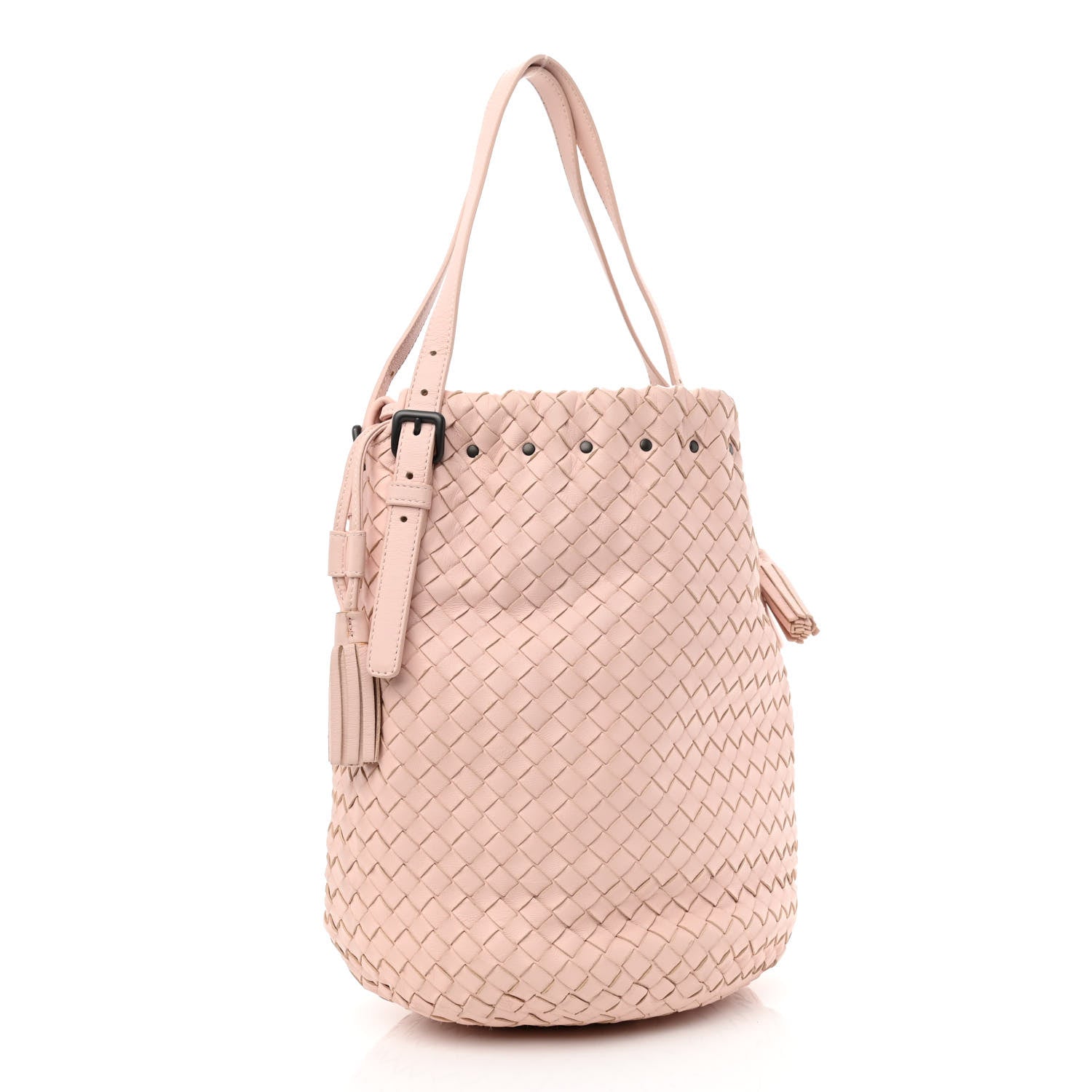 Bottega Veneta Nappa Intrecciato Drawstring Tassel Bucket Pink 5 of 23