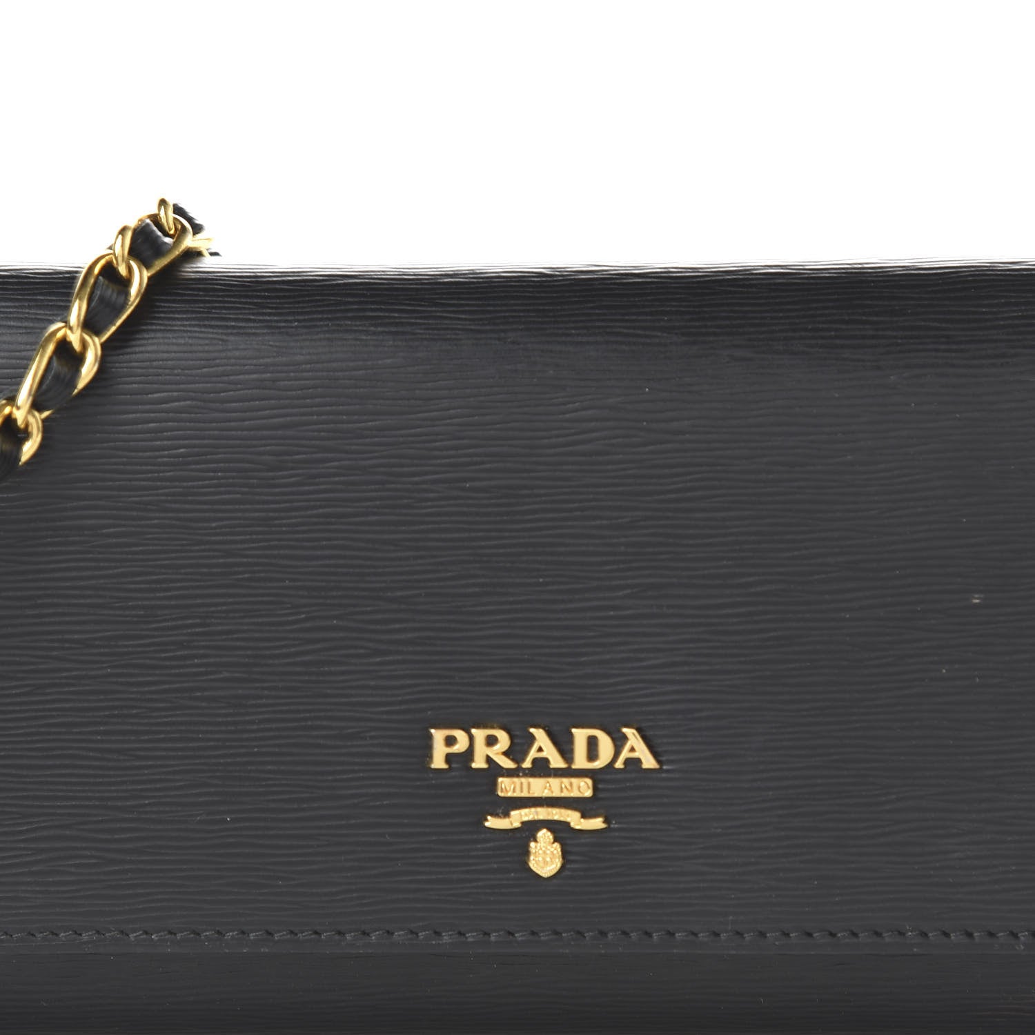 Prada Vitello Move Metal Oro Chain Wallet Black 9 of 9