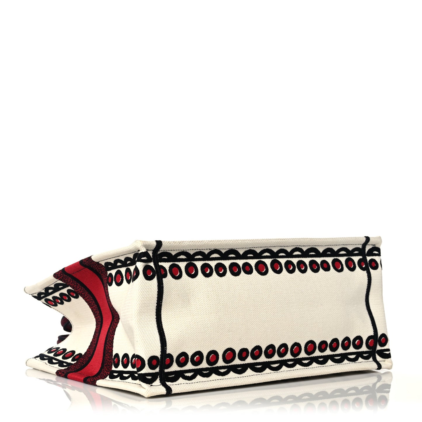 Canvas Embroidered Medium Cupidon Book Tote Latte Multicolor