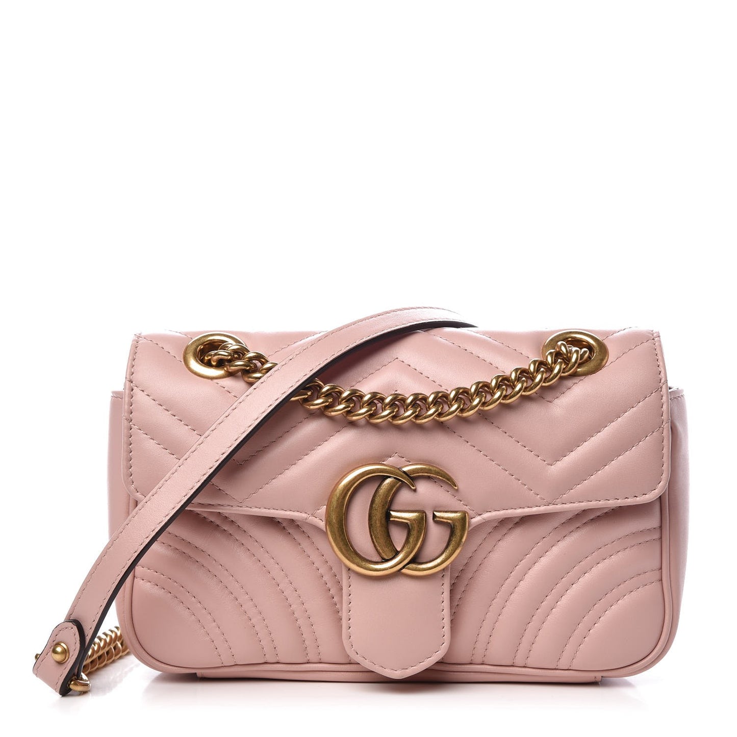 Calfskin Matelasse Mini GG Marmont Shoulder Bag Perfect Pink