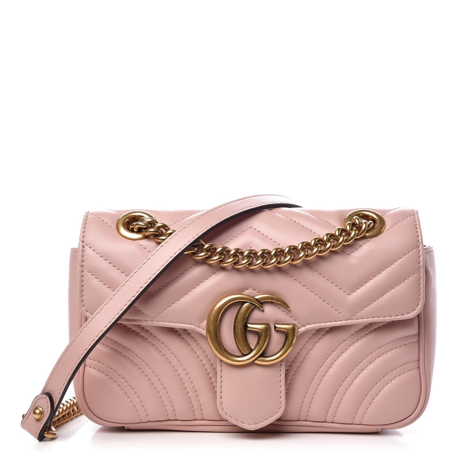 Gucci Calfskin Matelasse Mini GG Marmont Shoulder Bag Perfect Pink 1 of 10