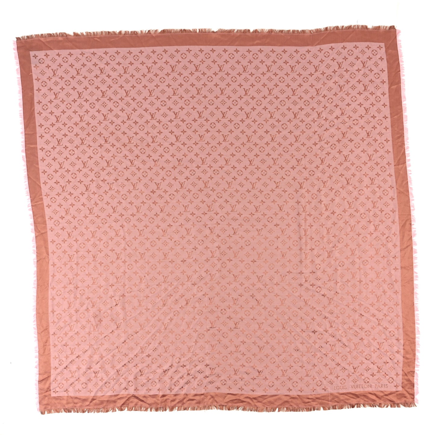 Silk Wool Monogram Denim Shawl Beige Pink