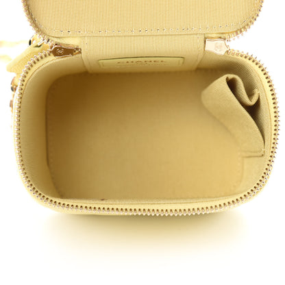 Chanel Caviar Quilted Mini Vanity Case With Chain Yellow 5 of 10