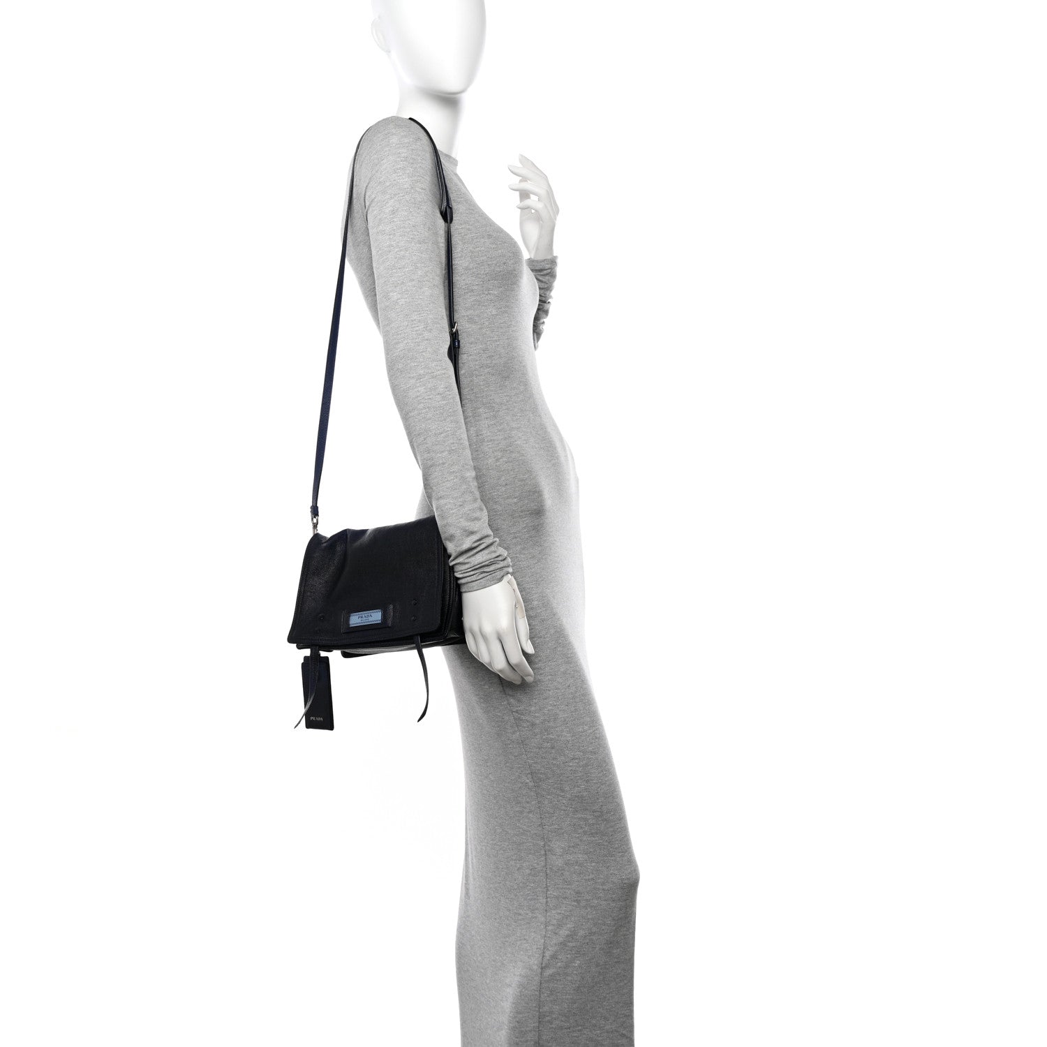 Prada Glace Calf Etiquette Flap Inchiostro Astrale 2 of 12