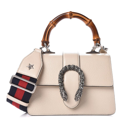 Gucci Textured Calfskin Crystal Bamboo Web Mini Dionysus Top Handle Bag Mystic White 1 of 9