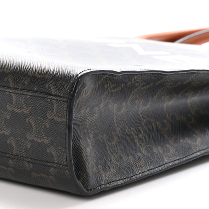 Celine Triomphe Canvas Calfskin Small Vertical Cabas Tan 9 of 10