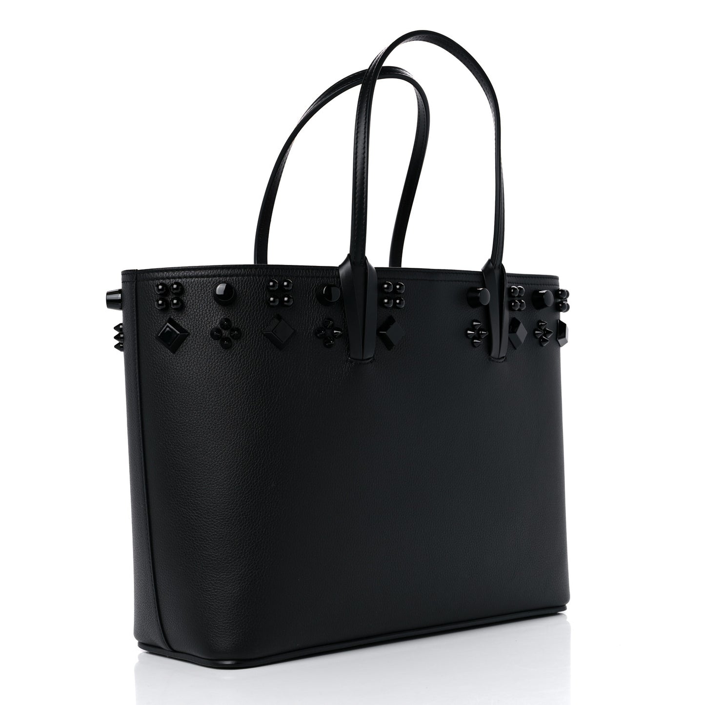 Calfskin Empire Spike Studded East West Cabata Tote Black
