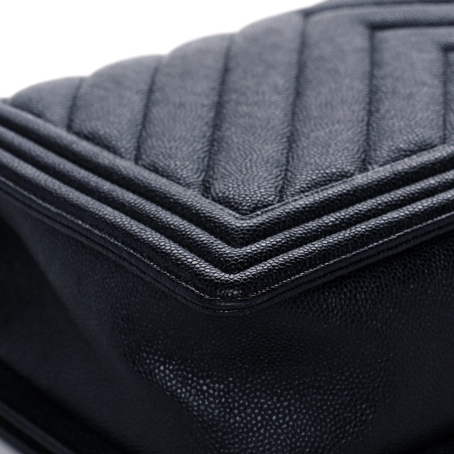 Caviar Chevron Quilted New Medium Boy Flap Dark Navy Blue