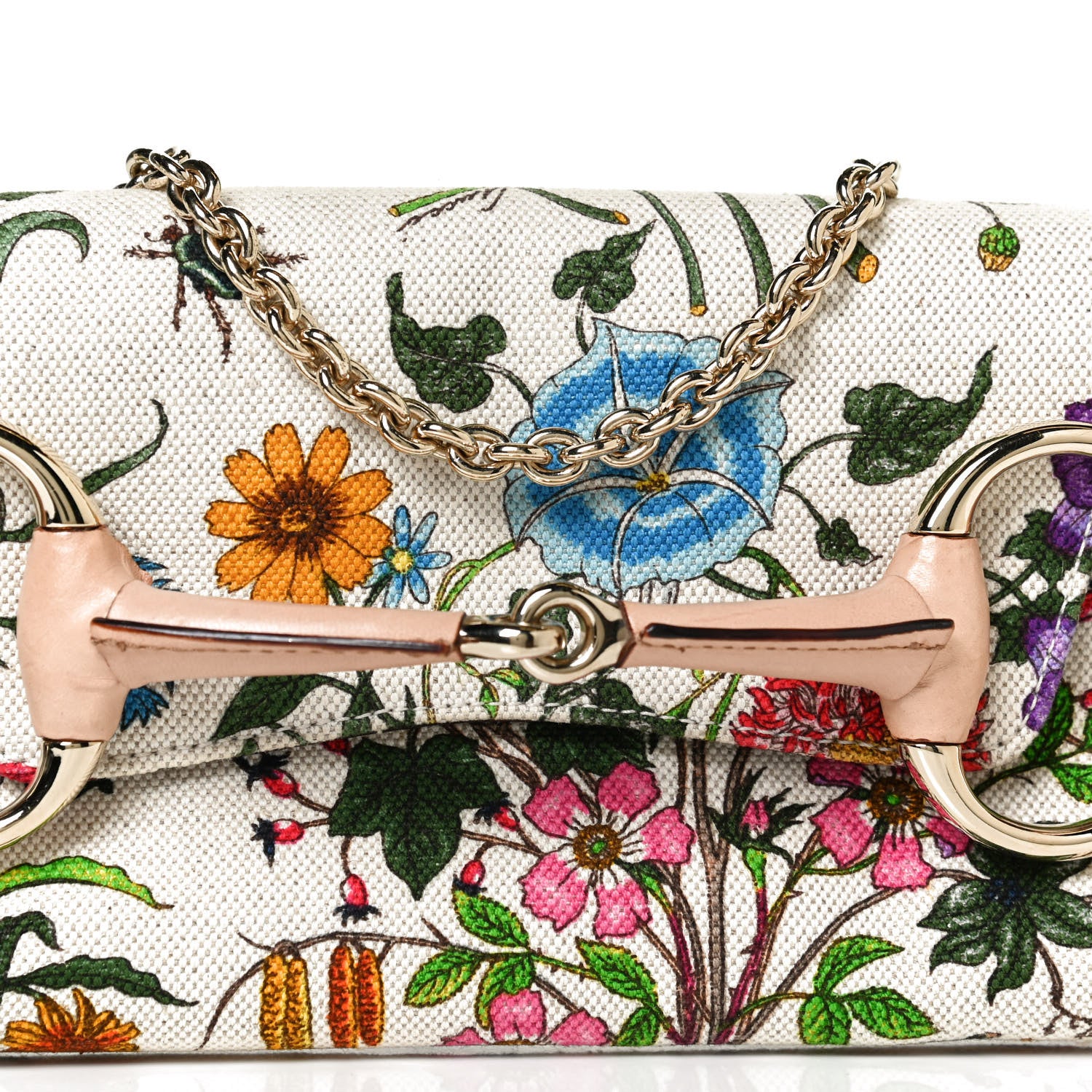Gucci Canvas Flora Floral Horsebit Clutch 8 of 10
