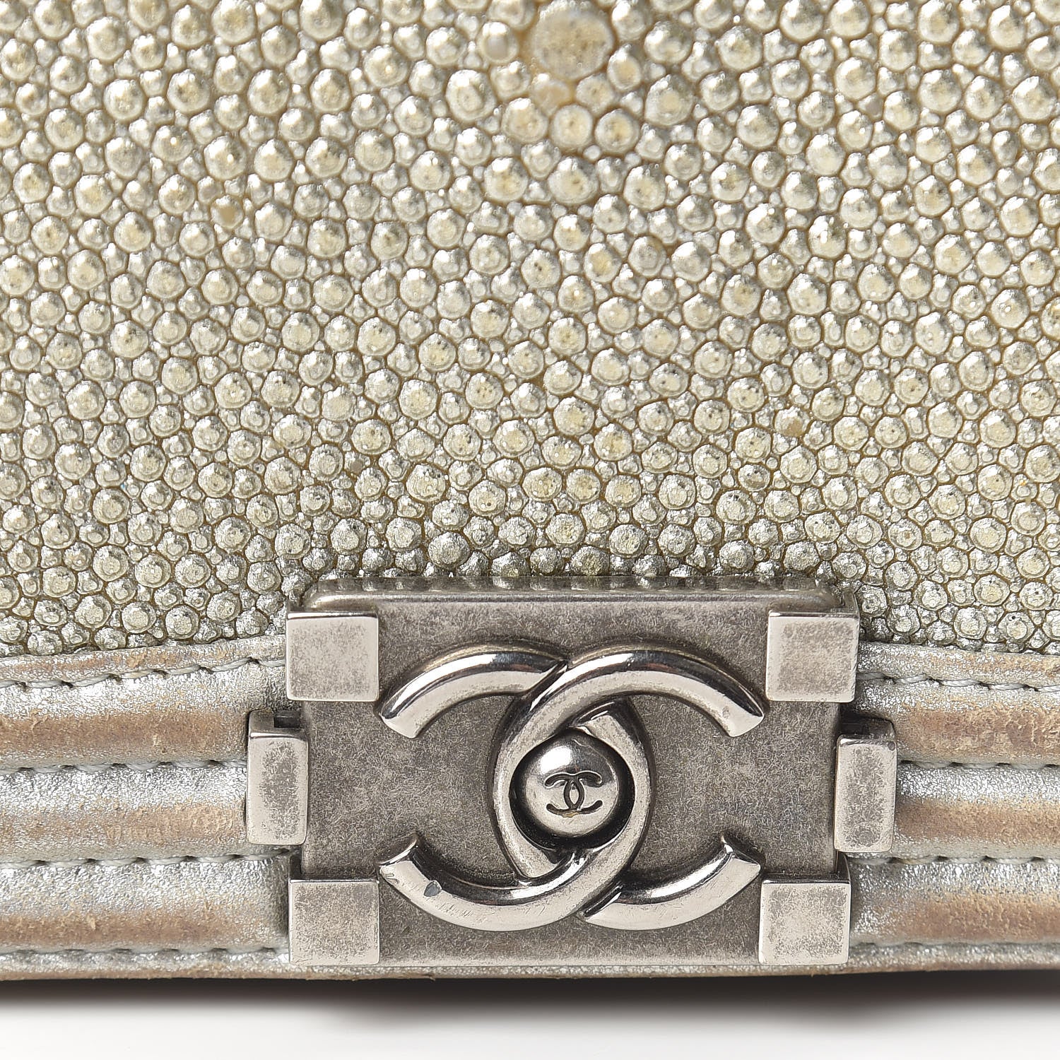 Chanel Metallic Galuchat Stingray Mini Boy Flap Silver 8 of 15