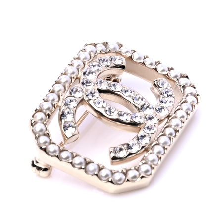 Chanel Pearl Crystal CC Brooch Gold 4 of 6