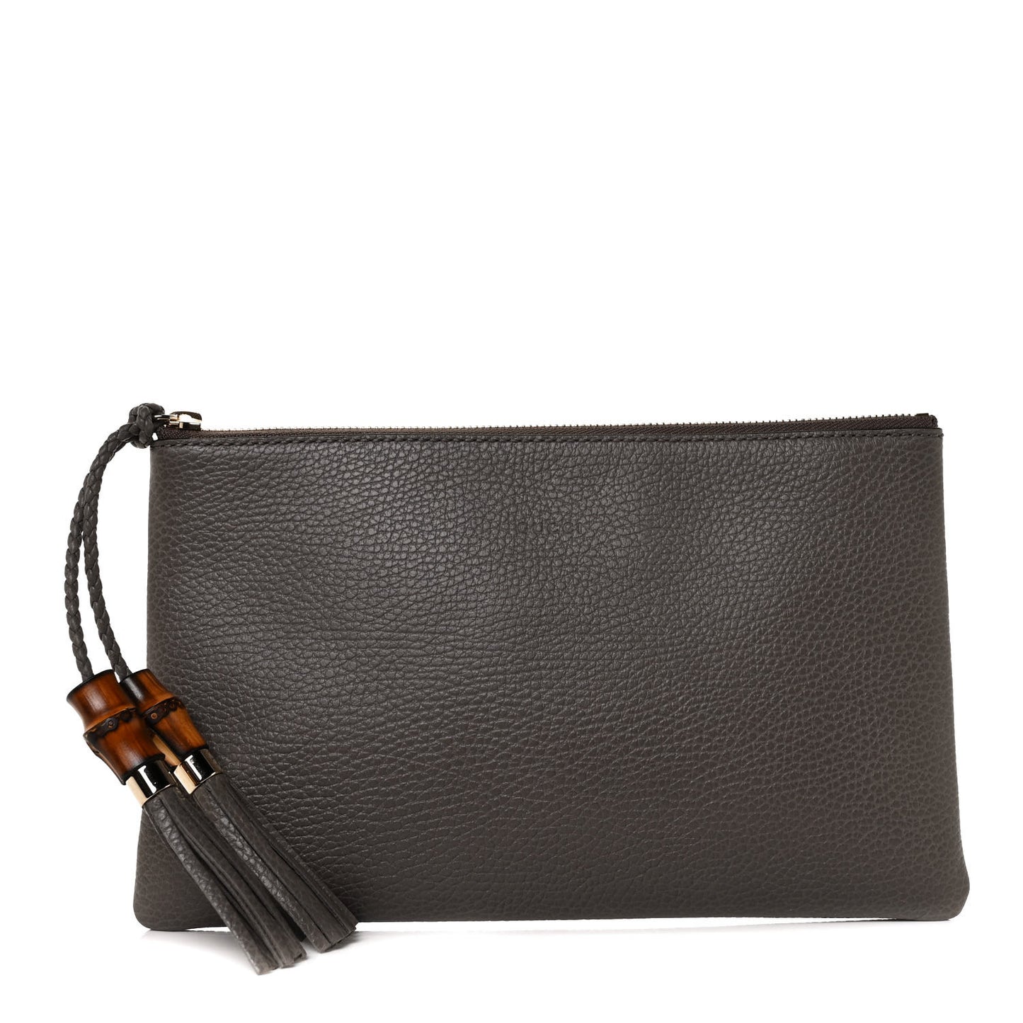 Calfskin Large Bamboo Clutch Grey